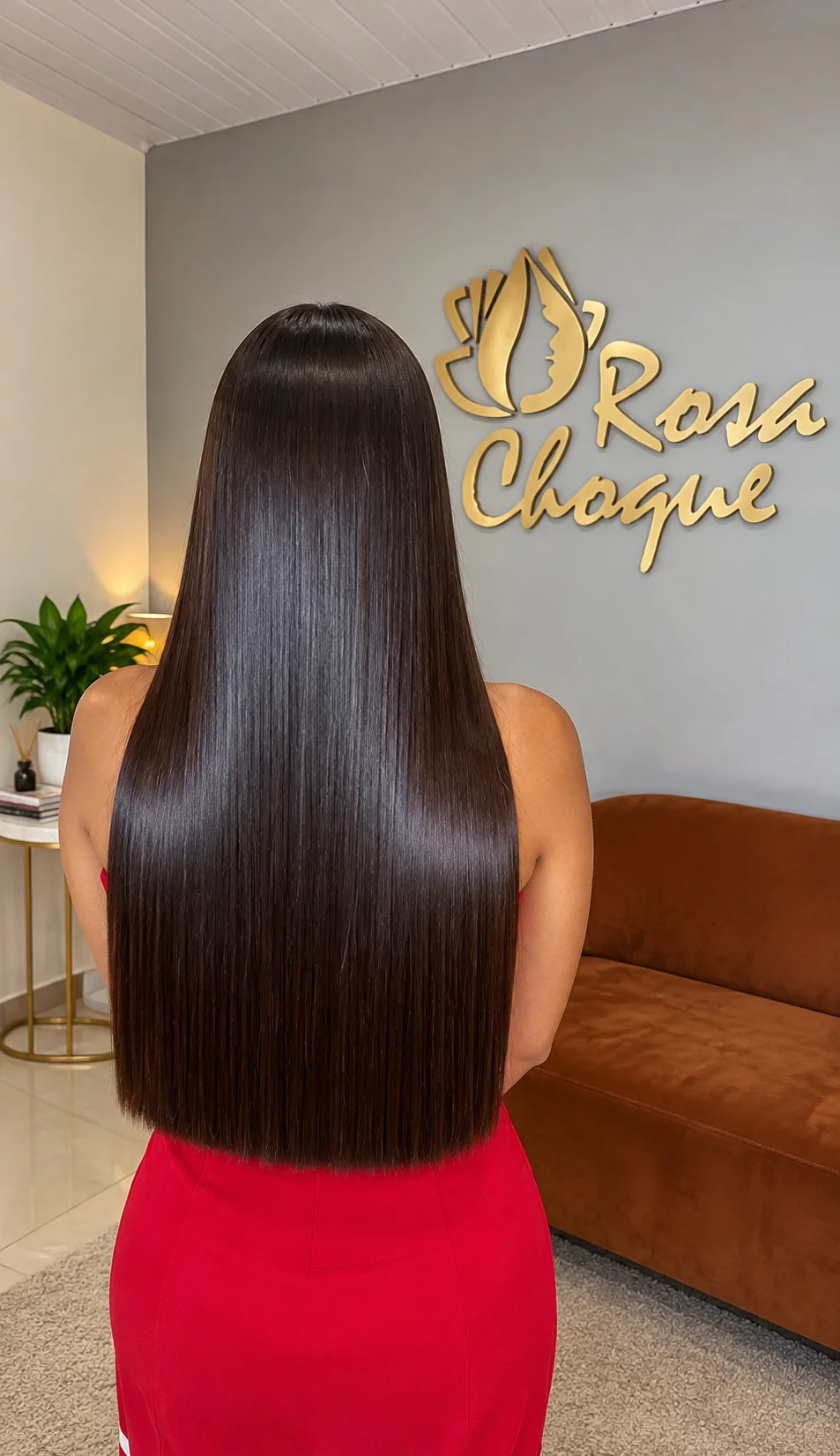 Depois - cabelo liso, alinhado e brilhante